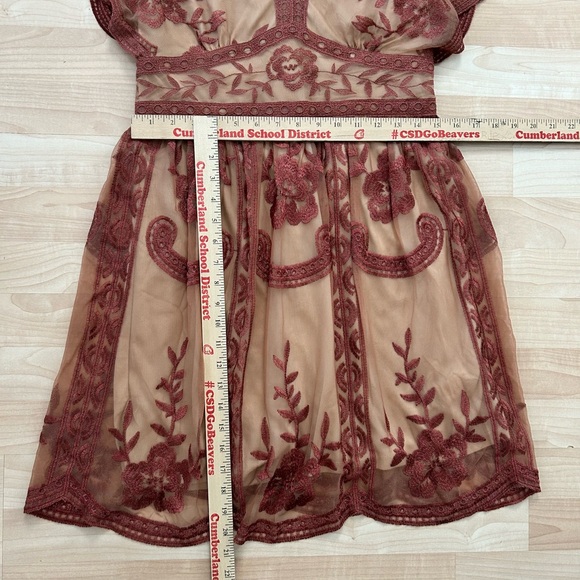 Altar'd State Rose and Tan Embroidered Dress - Picture 5 of 5